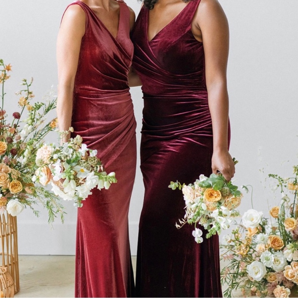 Revelry velvet bridesmaid dress in color dusty rose size 14